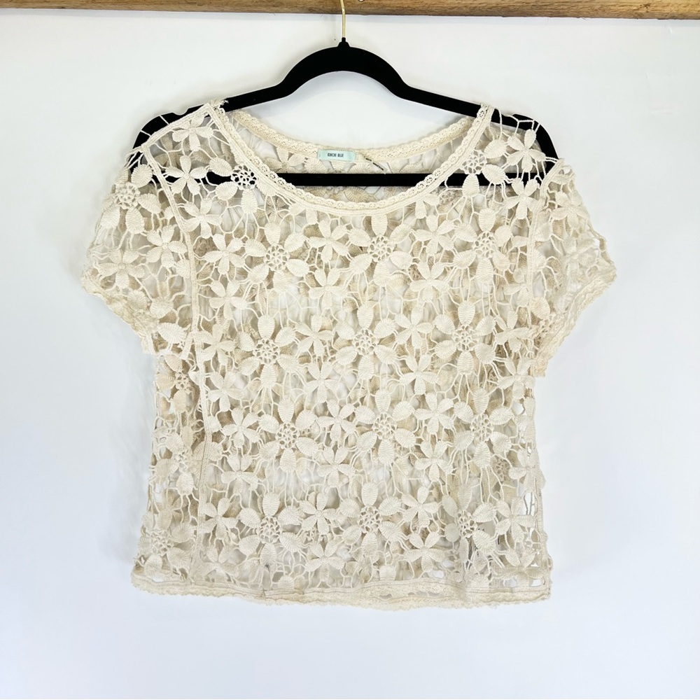 Kimchi Blue Floral Crochet Lace Blouse Size S Boho Bloomcore Coquette